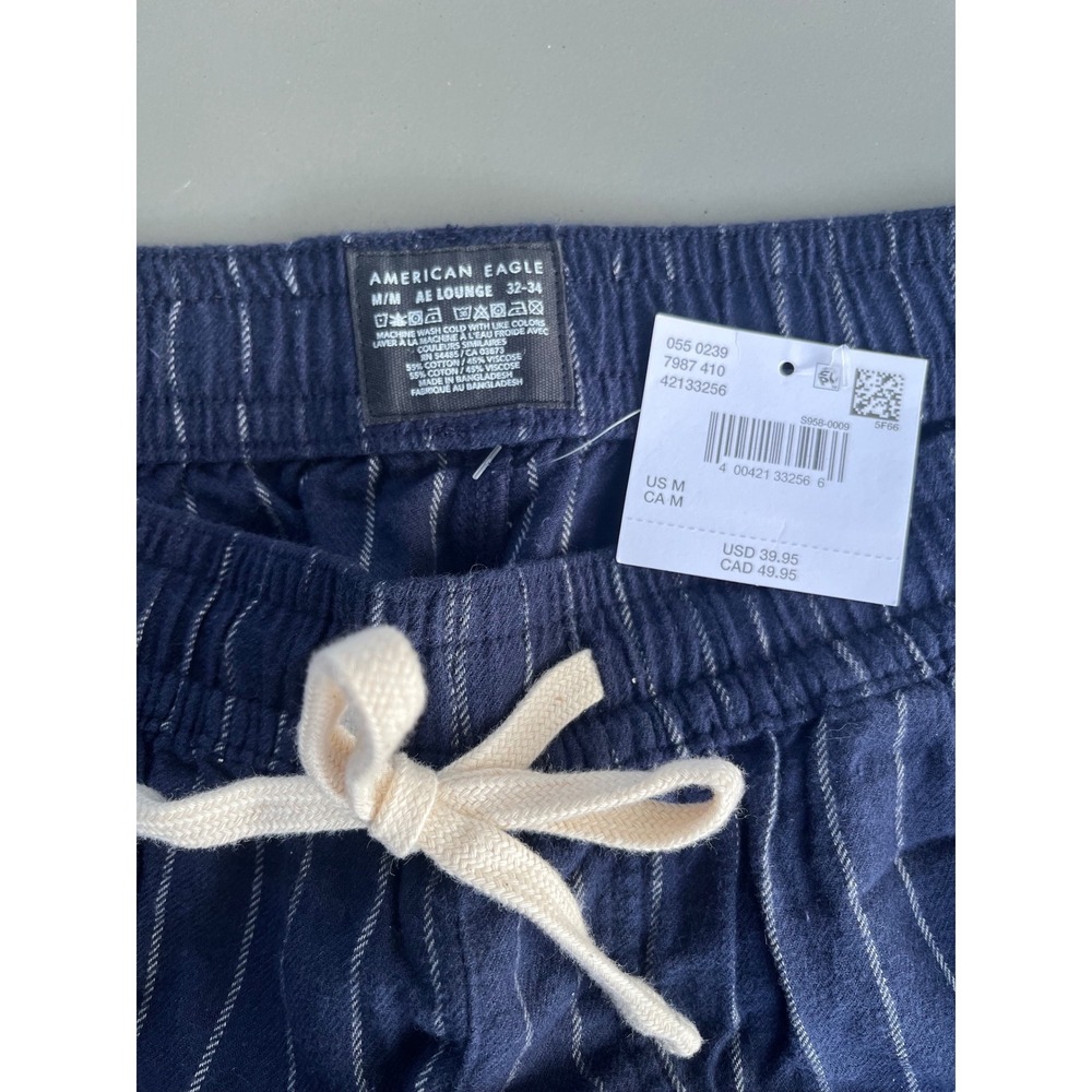 American Eagle AE Lounge Pants Bundle Navy Pinstripe Grey Herringbone - Picture 2 of 6
